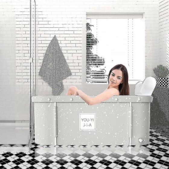 2025 Portable Foldable Bathtub, Suitable for Adults, Large Capacity Home Soaking Tub, Ideal for Spa Use, Size 120 x 55 x 50 cm